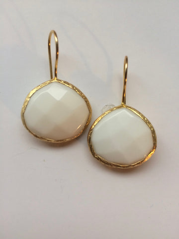 White Agate Stone Earring